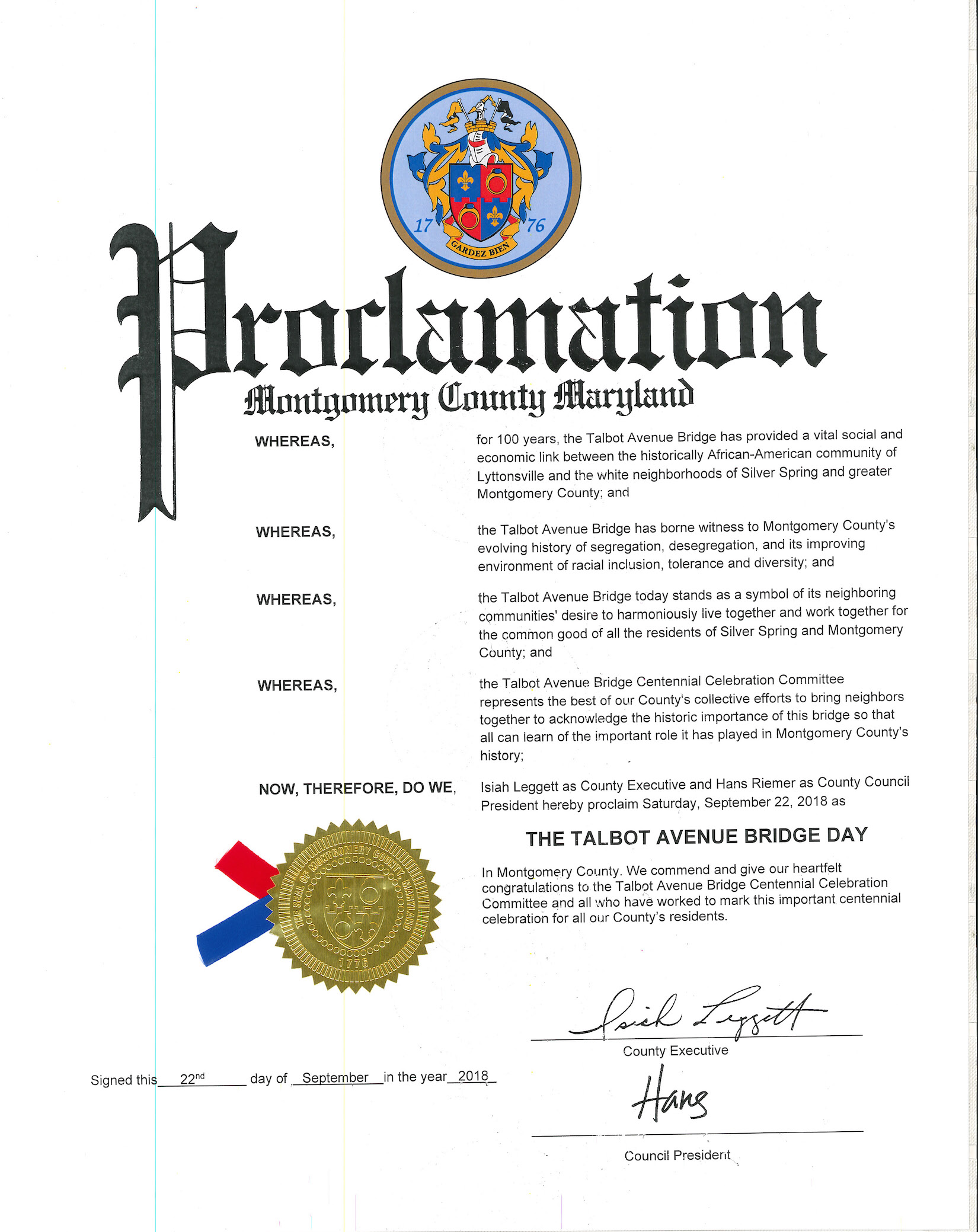 Proclamation – The Talbot Avenue Bridge
